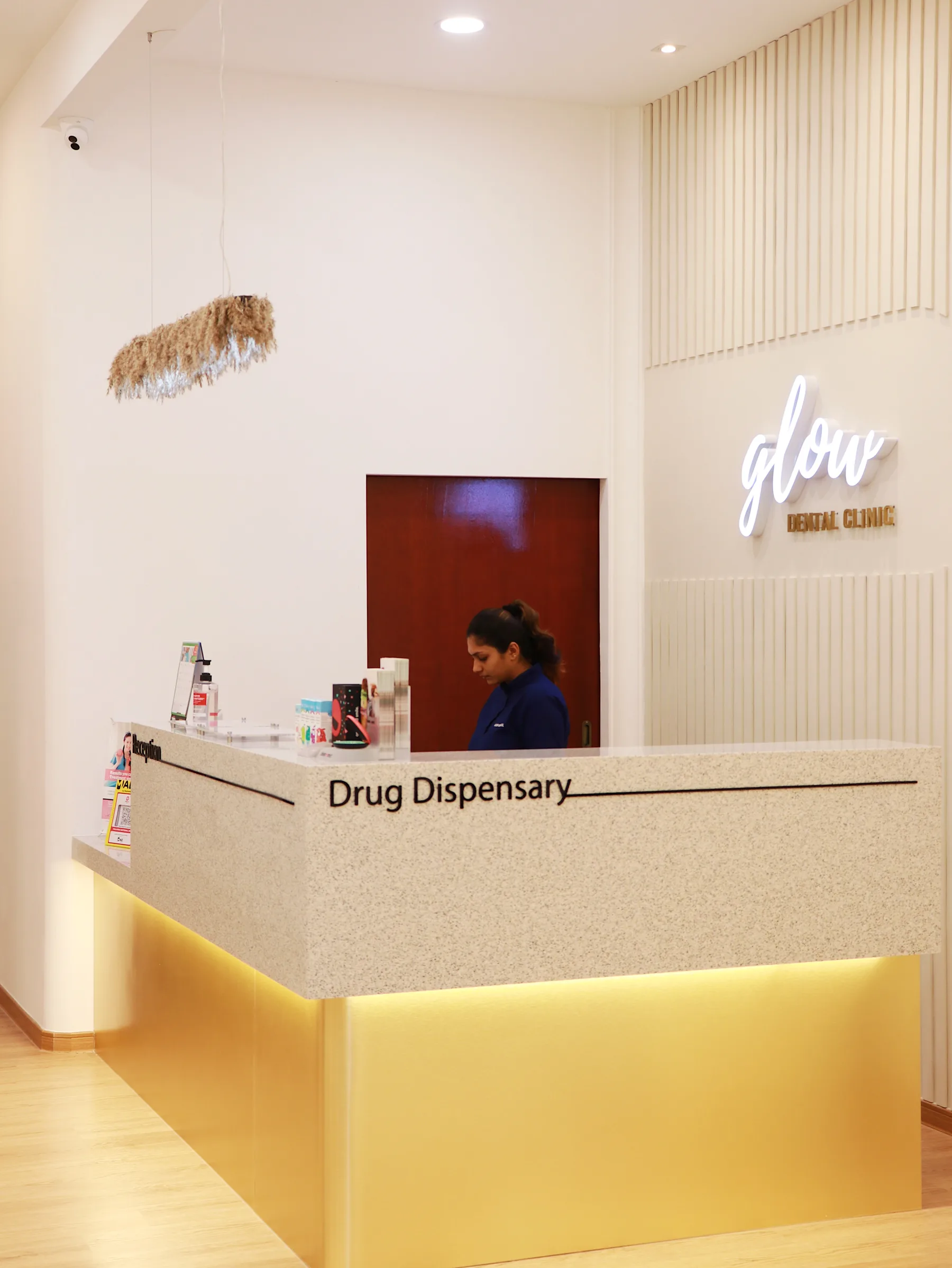 Glow Dental reception and drug dispensary