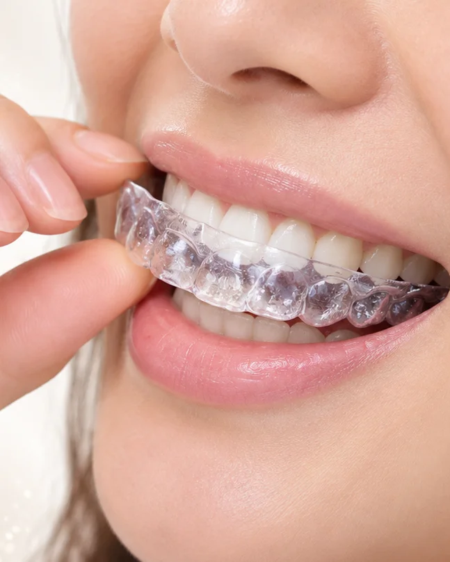 Clear aligner being fitted at Glow Dental